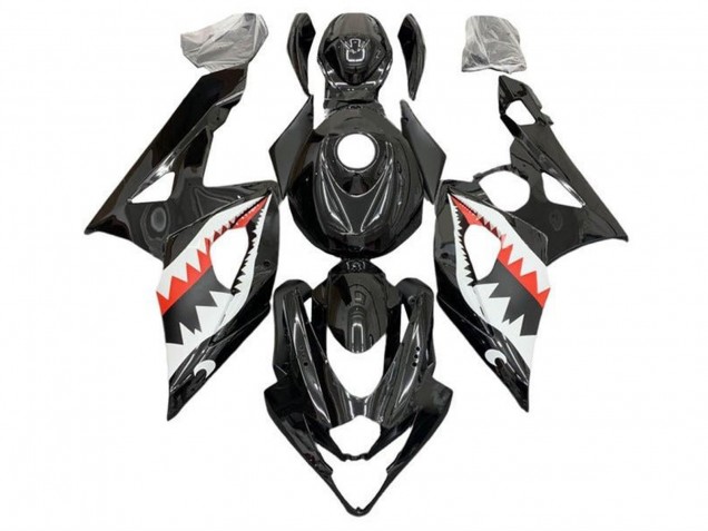Preisgünstige Suzuki GSXR 1000 Motorrad Verkleidung 2005-2006 - Schwarz Weiss Rot Hai