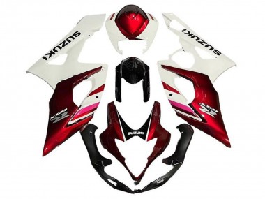 Preisgünstige Suzuki GSXR 1000 Motorrad Verkleidung 2005-2006 - Weiss Bonbon Rot Schwarz