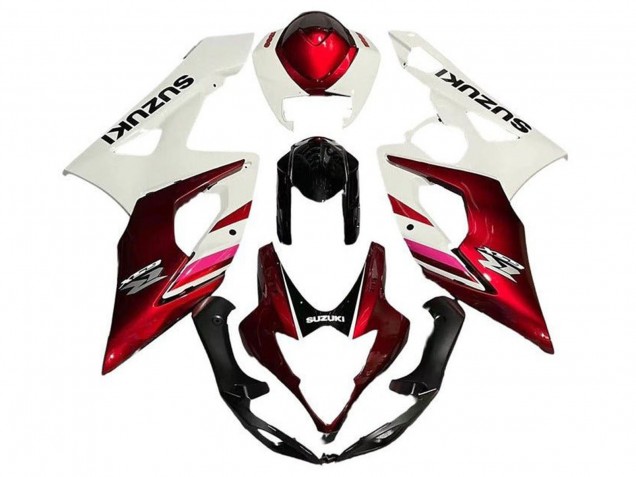 Preisgünstige Suzuki GSXR 1000 Motorrad Verkleidung 2005-2006 - Weiss Bonbon Rot Schwarz