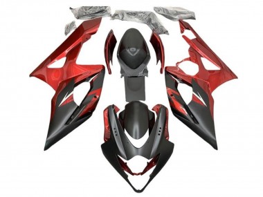 Preisgünstige Suzuki GSXR 1000 Motorrad Verkleidung 2005-2006 - Bonbon Rot Matt Schwarz