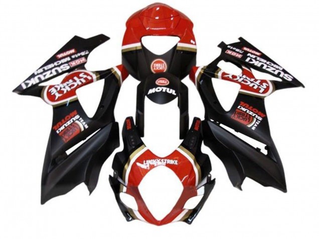 Preisgünstige Suzuki GSXR 1000 Motorrad Verkleidung 2005-2006 - Matt Schwarz Rot Lucky Strike