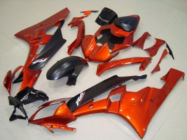 Preisgünstige Yamaha YZF R6 Motorrad Verkleidung Kit 2006-2007 - Orange Matt Schwarz