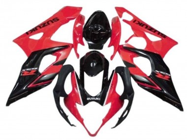 Preisgünstige Suzuki GSXR 1000 Motorrad Verkleidung 2005-2006 - Rot Glanzendes Schwarz Streifen