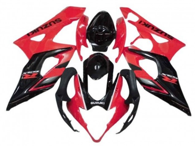 Preisgünstige Suzuki GSXR 1000 Motorrad Verkleidung 2005-2006 - Rot Glanzendes Schwarz Streifen