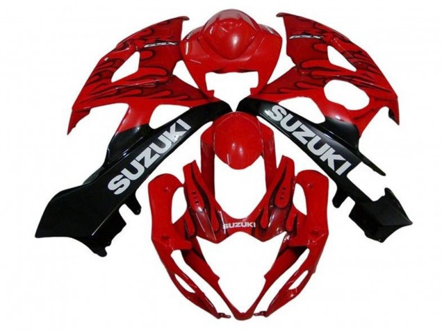 Preisgünstige Suzuki GSXR 1000 Motorrad Verkleidung 2005-2006 - Rot Schwarz Flamme Weiss