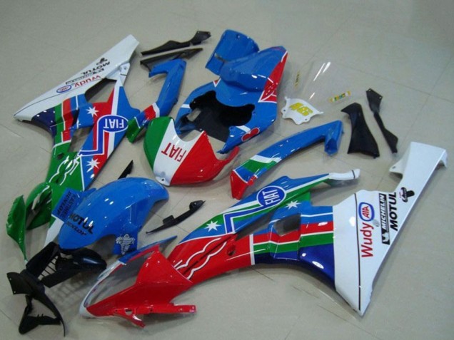 Preisgünstige Yamaha YZF R6 Motorrad Verkleidung 2006-2007 - Weiss Blau Rot Grun Fiat Motul