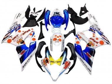 Preisgünstige Suzuki GSXR 1000 Motorrad Verkleidung 2005-2006 - Weiss Blau Orange Gelb Dunkel Dog