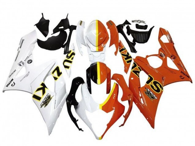 Preisgünstige Suzuki GSXR 1000 Motorrad Verkleidung 2005-2006 - Weiss Orange Gelb Geteiltes
