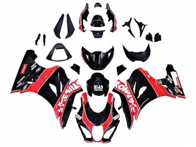 Preisgünstige Suzuki GSXR1000 Motorrad Verkleidung 2017-2024 - Glanzendes Schwarz Rot Weiss PinStreifen