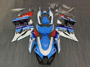 Preisgünstige Suzuki GSXR1000 Motorrad Verkleidung 2017-2024 - Weiss Blau Streifen Rot Motul