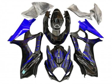 Preisgünstige Suzuki GSXR 1000 Motorrad Verkleidung 2007-2008 - Schwarz Blaue Flamme