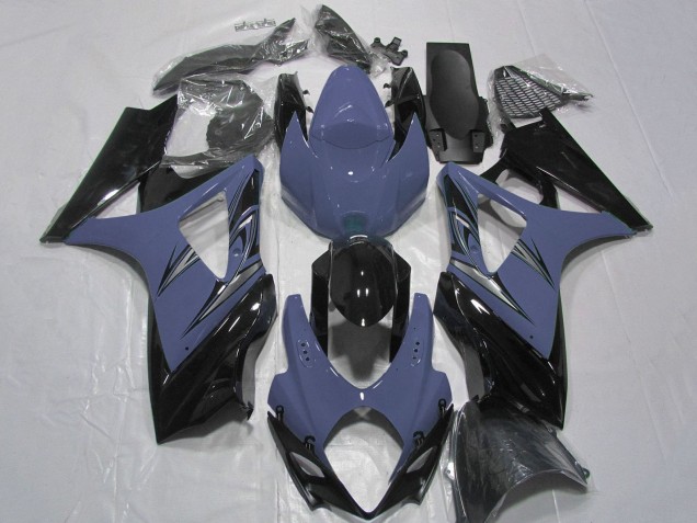 Preisgünstige Suzuki GSXR 1000 Motorrad Verkleidung 2007-2008 - Silber Blau Glanzendes Schwarz