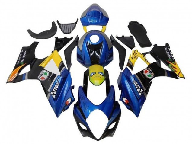 Preisgünstige Suzuki GSXR 1000 Motorrad Verkleidung 2007-2008 - Blau Gelb Schwarz Hai