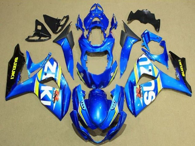 Preisgünstige Suzuki GSXR 1000 Motorrad Verkleidung 2009-2016 - Blau Weiss Gelb Streifen Schwarz
