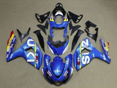 Preisgünstige Suzuki GSXR 1000 Motorrad Verkleidung 2009-2016 - Blau Weiss Gelb Streifen