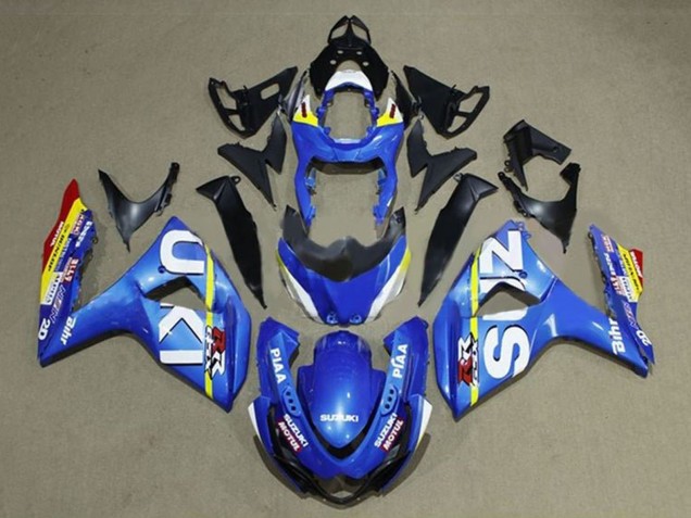 Preisgünstige Suzuki GSXR 1000 Motorrad Verkleidung 2009-2016 - Blau Weiss Gelb Streifen