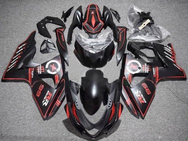 Preisgünstige Suzuki GSXR 1000 Motorrad Verkleidung 2009-2016 - Matt Schwarz Rot PinStreifen