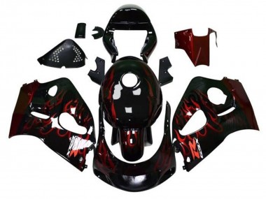 Preisgünstige Suzuki GSXR 600 / GSXR 750 Motorrad Verkleidung 1996-2000 - Schwarz Rot Flamme