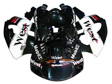 Preisgünstige Suzuki GSXR 600 / GSXR 750 Motorrad Verkleidung 1996-2000 - Schwarz Weiss Weste