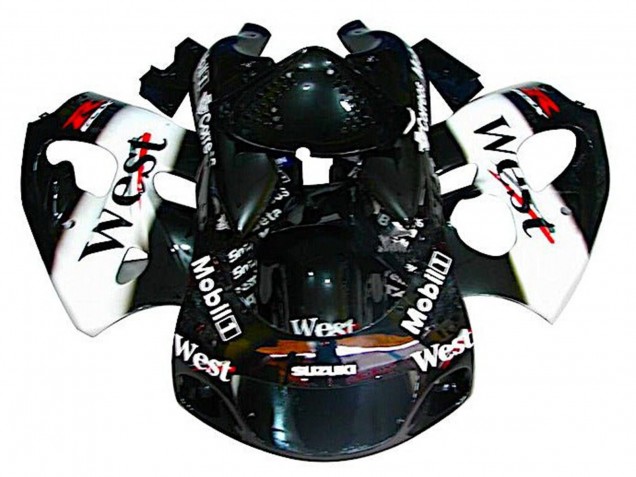 Preisgünstige Suzuki GSXR 600 / GSXR 750 Motorrad Verkleidung 1996-2000 - Schwarz Weiss Weste