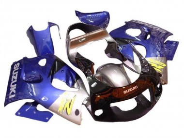 Preisgünstige Suzuki GSXR 600 / GSXR 750 Motorrad Verkleidung 1996-2000 - Blau Silber Schwarz