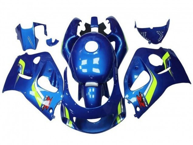 Preisgünstige Suzuki GSXR 600 / GSXR 750 Motorrad Verkleidung 1996-2000 - Blau Gelb Weiss