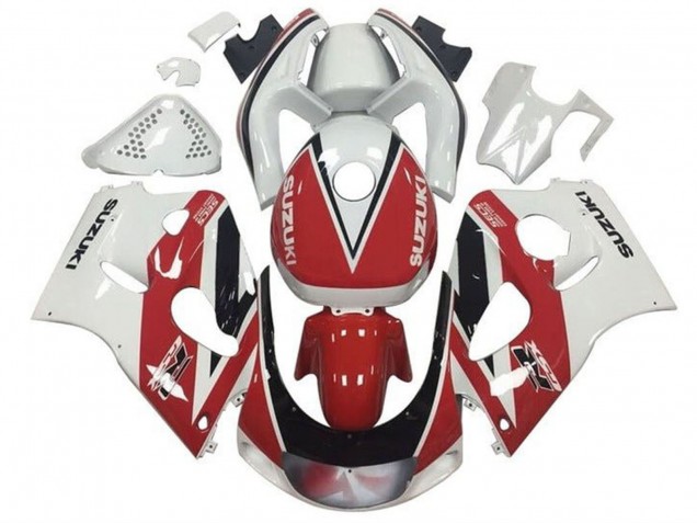 Preisgünstige Suzuki GSXR 600 / GSXR 750 Motorrad Verkleidung 1996-2000 - Rot Weiss Schwarz Streifen