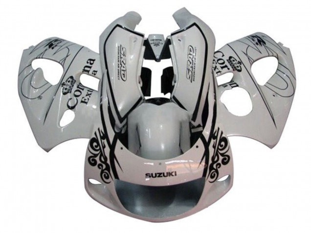 Preisgünstige Suzuki GSXR 600 / GSXR 750 Motorrad Verkleidung 1996-2000 - Weiss Schwarz Corona Extra