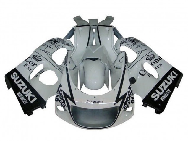Preisgünstige Suzuki GSXR 600 / GSXR 750 Motorrad Verkleidung 1996-2000 - Weiss Schwarz Tribal Corona
