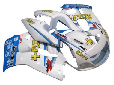 Preisgünstige Suzuki GSXR 600 / GSXR 750 Motorrad Verkleidung 1996-2000 - Weiss Blau Gelb Rizla