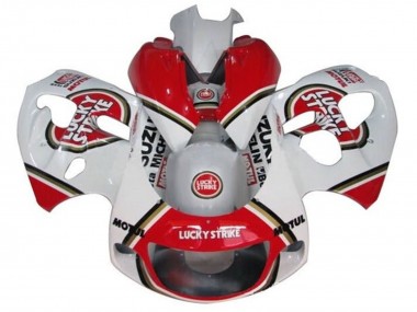 Preisgünstige Suzuki GSXR 600 / GSXR 750 Motorrad Verkleidung 1996-2000 - Weiss Rot Lucky Strike