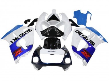 Preisgünstige Suzuki GSXR 600 / GSXR 750 Motorrad Verkleidung 1996-2000 - Weiss Triple Blau Schwarz Rot