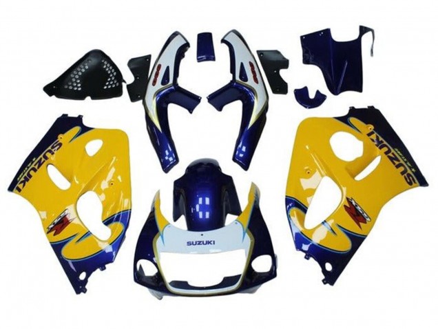 Preisgünstige Suzuki GSXR 600 / GSXR 750 Motorrad Verkleidung 1996-2000 - Gelb Blau Tribal