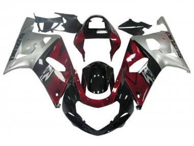 Preisgünstige Suzuki GSXR 600 / GSXR 750 Motorrad Verkleidung 2001-2003 - Silber Rot Glanzendes Schwarz