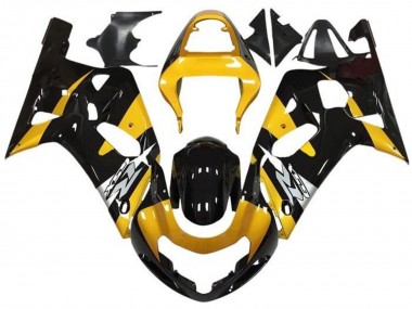 Preisgünstige Suzuki GSXR 600 / GSXR 750 Motorrad Verkleidung 2001-2003 - Gelb Silber Glanzendes Schwarz