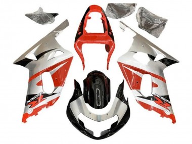 Preisgünstige Suzuki GSXR 600 / GSXR 750 Motorrad Verkleidung 2001-2003 - Silber Rot Glanzendes Schwarz