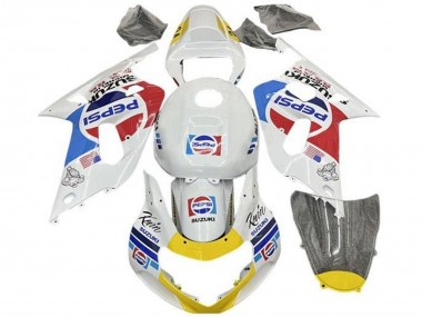 Preisgünstige Suzuki GSXR 600 / GSXR 750 Motorrad Verkleidung 2001-2003 - Weiss Blau Rot Gelb Pepsi