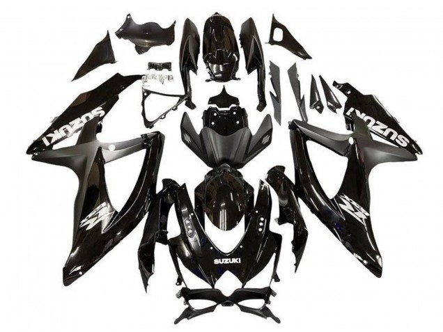 Preisgünstige Suzuki GSXR 600 / GSXR 750 Motorrad Verkleidung 2008-2010 - Glanzendes Schwarz Matt Schwarz