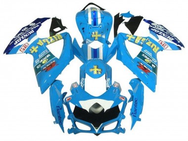Preisgünstige Suzuki GSXR 600 / GSXR 750 Motorrad Verkleidung 2008-2010 - Hellblau Gelb Rizla