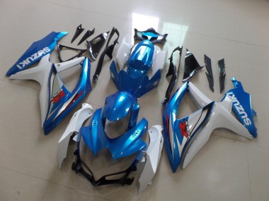 Preisgünstige Suzuki GSXR 600 / GSXR 750 Motorrad Verkleidung 2008-2010 - Weiss Hellblau Rot