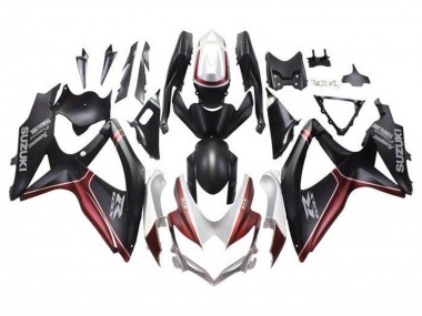 Preisgünstige Suzuki GSXR 600 / GSXR 750 Motorrad Verkleidung 2008-2010 - Weiss Rot Matt Schwarz