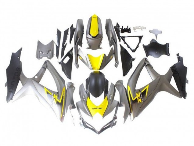 Preisgünstige Suzuki GSXR 600 / GSXR 750 Motorrad Verkleidung 2008-2010 - Silber Gelb Schwarz