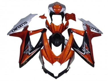 Preisgünstige Suzuki GSXR 600 / GSXR 750 Motorrad Verkleidung 2008-2010 - Silber Orange Glanzendes Schwarz