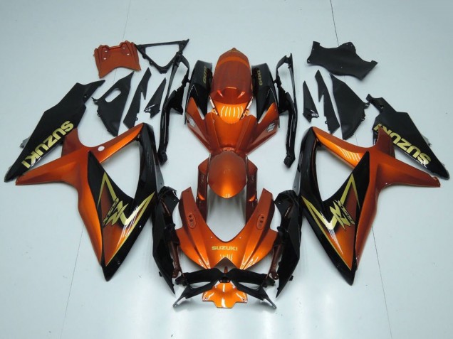 Preisgünstige Suzuki GSXR 600 / GSXR 750 Motorrad Verkleidung 2008-2010 - Orange Gold Schwarz