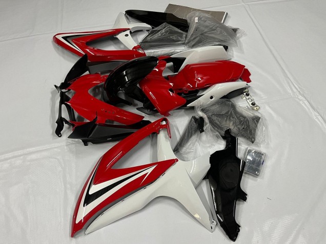 Preisgünstige Suzuki GSXR 600 / GSXR 750 Motorrad Verkleidung 2008-2010 - Weiss Rot Glanzendes Schwarz