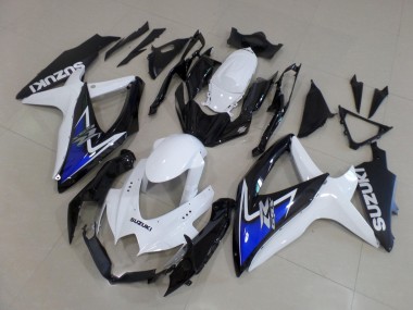Preisgünstige Suzuki GSXR 600 / GSXR 750 Motorrad Verkleidung 2008-2010 - Weiss Blau Glanzendes Schwarz