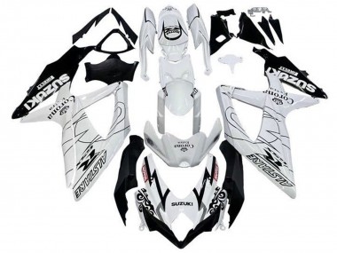 Preisgünstige Suzuki GSXR 600 / GSXR 750 Motorrad Verkleidung 2008-2010 - Weiss Schwarz Alstare Corona Extra Motul