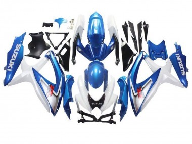 Preisgünstige Suzuki GSXR 600 / GSXR 750 Motorrad Verkleidung 2008-2010 - Weiss Hellblau Rot