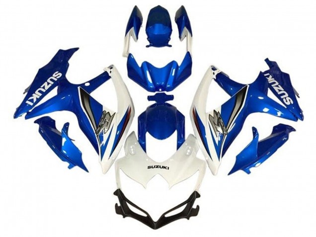 Preisgünstige Suzuki GSXR 600 / GSXR 750 Motorrad Verkleidung 2008-2010 - Weiss Blau Silber