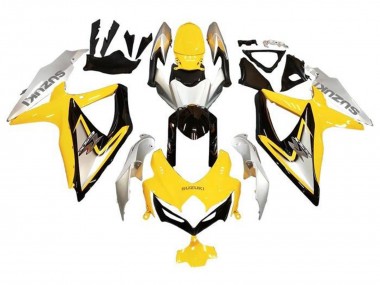 Preisgünstige Suzuki GSXR 600 / GSXR 750 Motorrad Verkleidung 2008-2010 - Silber Gelb Glanzendes Schwarz